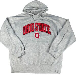 Ohio State Buckeyes Hoodie Mens Large Gray Red NCAA Pullover Sweatshirt OSU